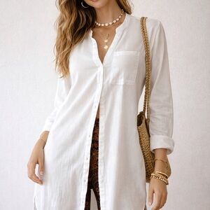 Elegant White Women's Button-Down Shirt